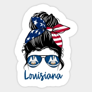 Louisiana girl Messy bun , American Girl , Louisiana Flag Sticker
